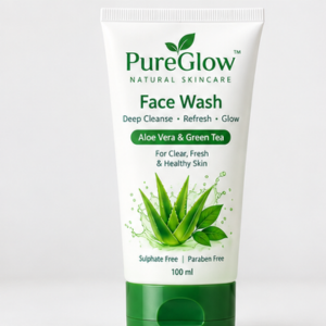 PureGlow Natural Skincare Face Wash – Aloe Vera & Green Tea